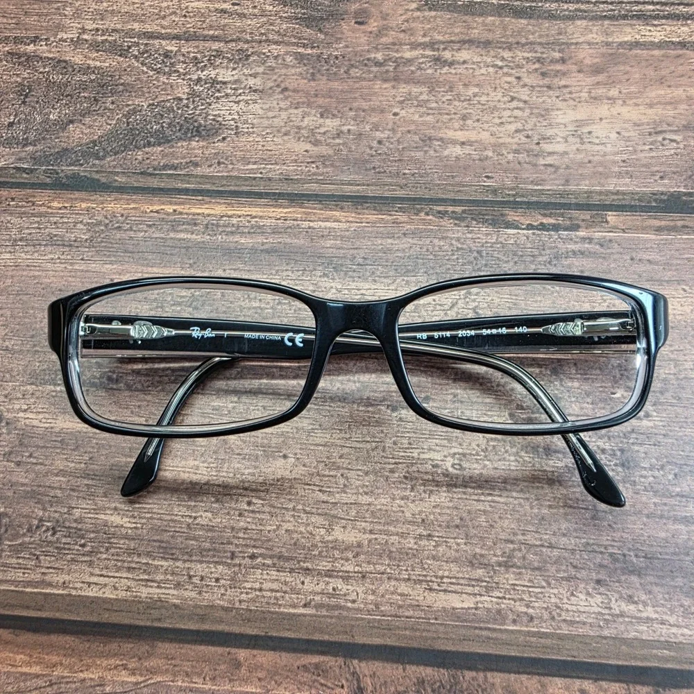 Ray-Ban RB 5114 2034 Black Clear Rectangular Eyeglass Frames 54-16-140